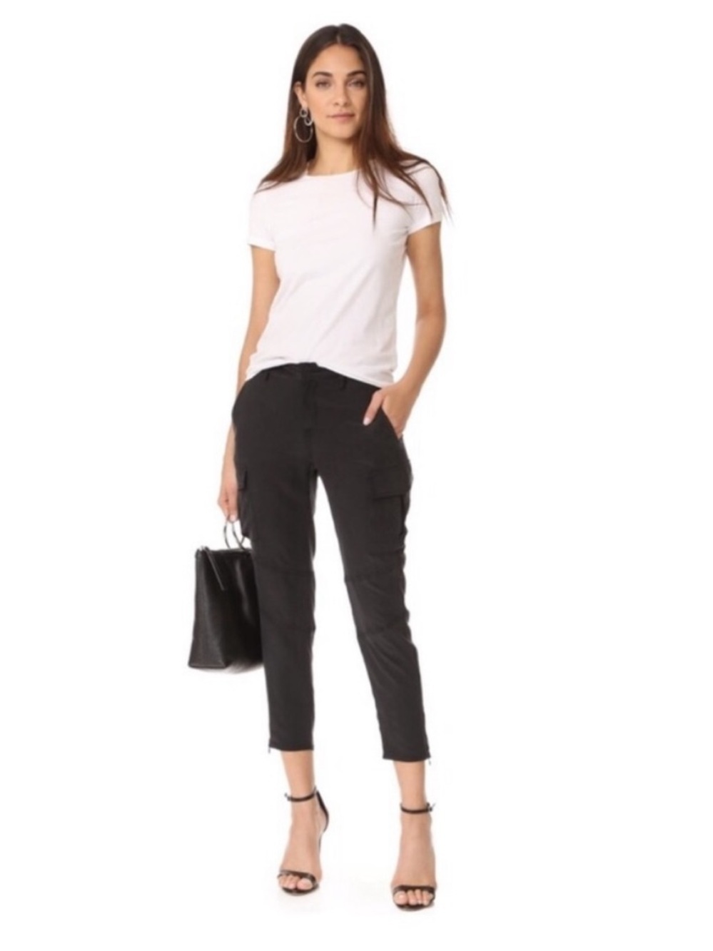 Size 2 L'AGENCE Black Silk Bevin Cargo Pants